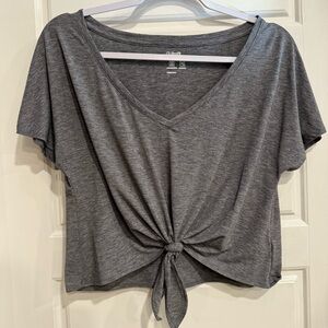 GAP Fit Charcoal Tie-Front Crop Top Athletic Shirt NWOT size Small